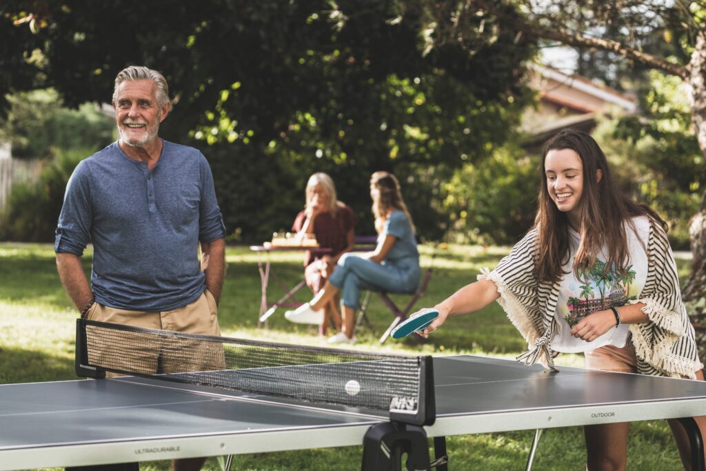 an outdoor ping pong table