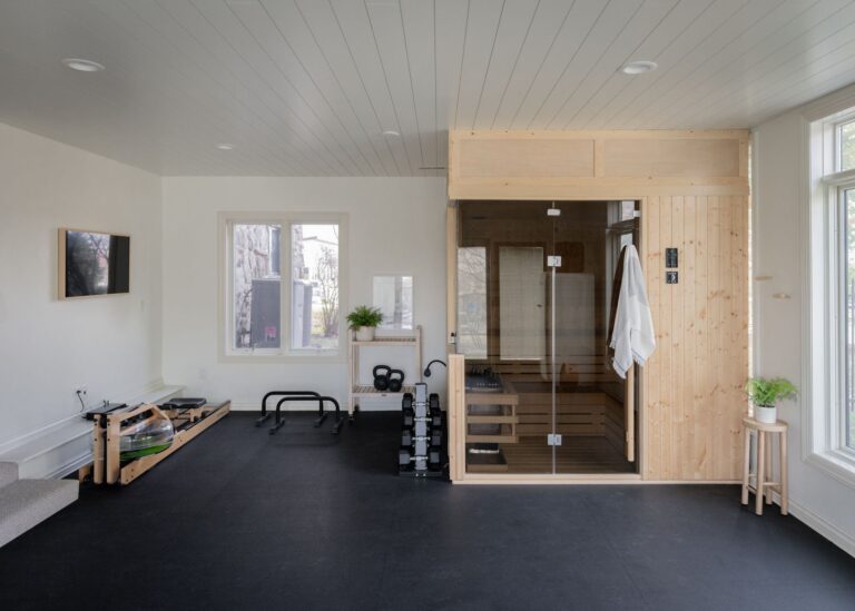 A sauna in a workout room